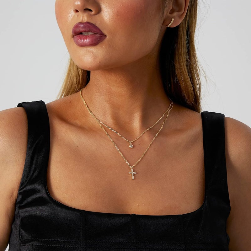 VIROMY Gold Cross Necklace for Women 14K Gold Plated Cute Sidways Cross Pendant Choker Necklaces Simple Trendy Everyday Jewelry for Women - Image 4